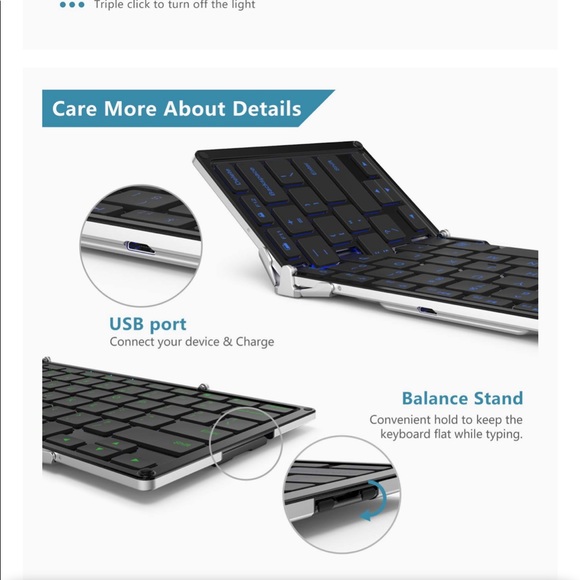 Foldable portable mini keyboard w backlit features and carrying bag - Picture 7 of 8